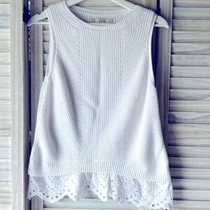 BOHO STLYE - LOFT Women’s Sweater Tank w/ eyelet trim Sz S